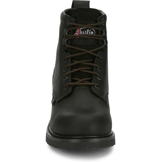 Justin Men's Dayworker 6" Waterproof Slip Resist Lace Up Work Shoe- Black- SE637 - Overlook Boots