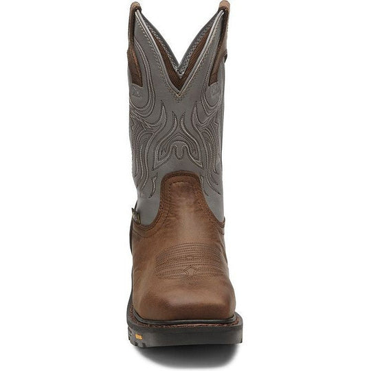 Justin Men's Tanker 11" Steel Toe Western Work Boot -Brown- WK2102  - Overlook Boots