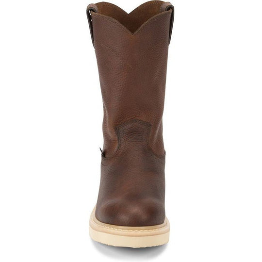 Justin Men's Axe 10" Soft Toe Wedge Western Work Boot -Brown- WK4908  - Overlook Boots
