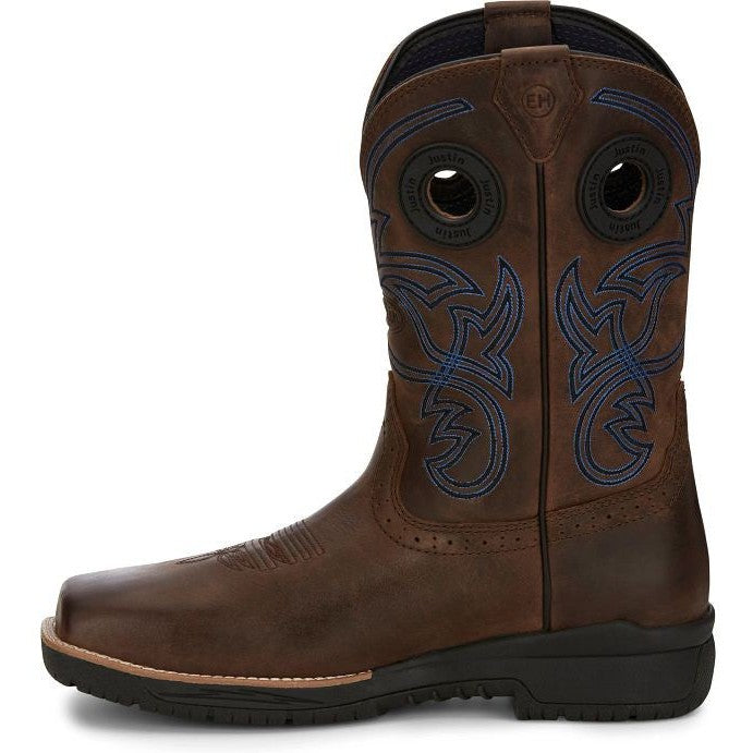 Justin Men's Nitread 11" Nano Comp Toe Western Work Boot -Brown- CR3204  - Overlook Boots