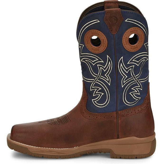 Justin Men's Nitread 11" Square Toe Western Work Boot -Blue- CR3206  - Overlook Boots