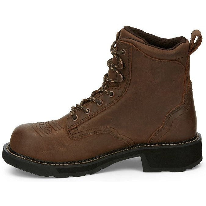 Justin Women's Katerina 6" Steel Toe Western Work Boot -Brown- GY985  - Overlook Boots