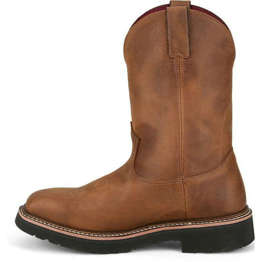 Justin Men's Ames 11" Steel Toe Waterproof Slip Resist Work Boot- Brown- HL4225 - Overlook Boots