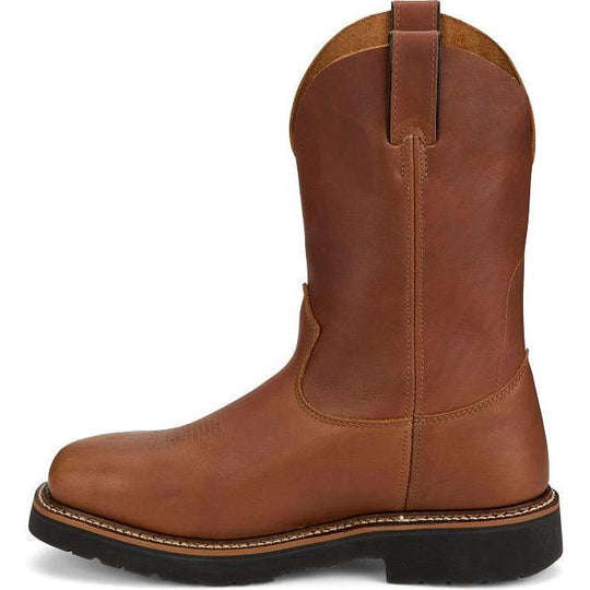 Justin Men's Lafayette 11" Soft Toe Waterproof Pull On Work Boot- Brown- HL4226 - Overlook Boots