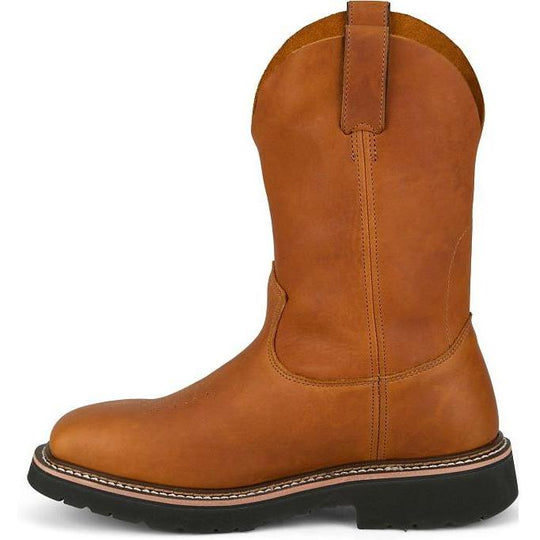Justin Men's Lafayette 11" Steel Toe Pull On Work Boot- Brown- HL4227 - Overlook Boots