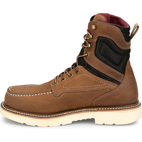Justin Men's Ledbetter 8" Steel Toe Waterproof Western Work Boot- Brown- HW693 - Overlook Boots