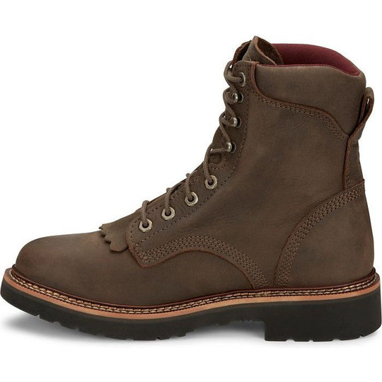 Justin Men's Rivot 8" Lace Up Western Work Boot -Brown- OW440 - Overlook Boots
