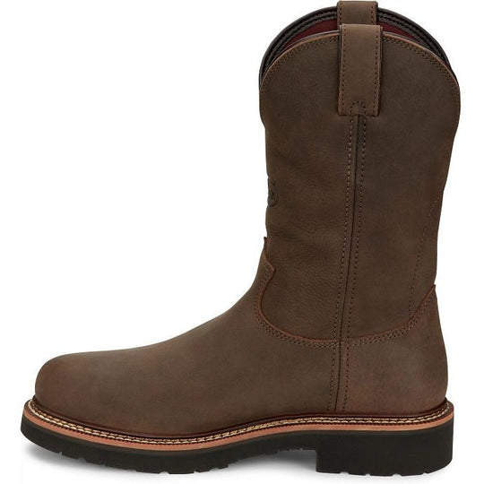 Justin Men's Carbide 11" Waterproof Steel Toe Slip Resistant Western Work Boot - Hickory Brown - OW4458 - Overlook Boots