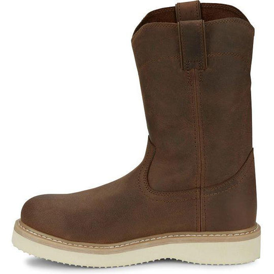 Justin Men's Ram 10" Steel Toe Slip Resist Lace Up Work Boot- Brown- OW4711 - Overlook Boots