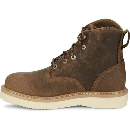 Justin Men's Maxwell 6" Steel Toe Lace Up Work Boot- Tan- OW709 - Overlook Boots