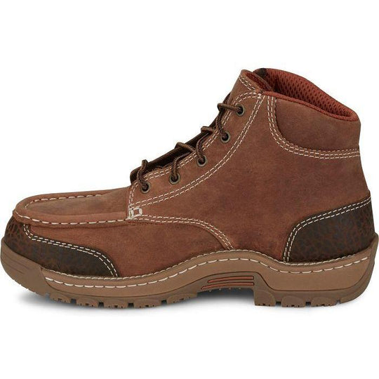Justin Men's Corbett 5" Alloy Toe Waterproof Met Guard Work Shoe- Brown- SE255 - Overlook Boots