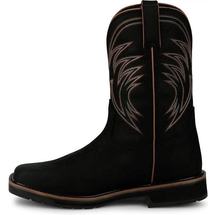 Justin Men's Widowmaker 11" Square Toe WP Western Work Boot- Black- SE4240 - Overlook Boots