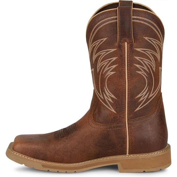 Justin Men's Daywork 11" Square Toe WP Western Work Boot- Pecan- SE4242 - Overlook Boots