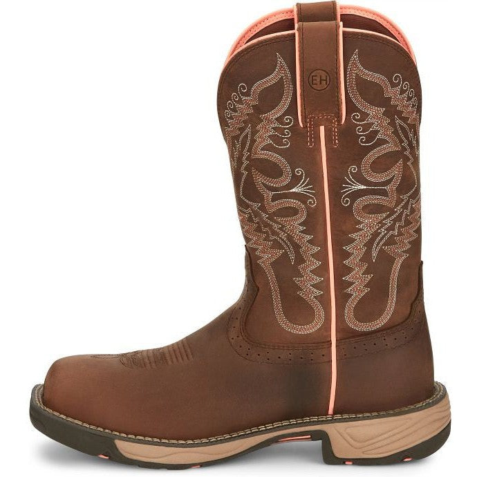 Justin Women's Rush 11" Comp Toe WP Western Work Boot -Brown- SE4357  - Overlook Boots