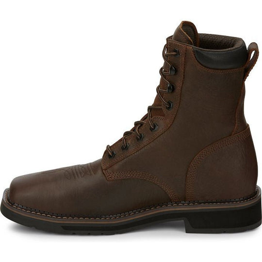 Justin Men's Driller 8" Composite Toe Waterproof Western Work Boot -Brown- SE462 - Overlook Boots