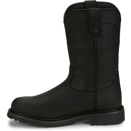 Justin Men's Dorsal 11" Round Toe Waterproof Pull On Work Boot- Black- SE4637 - Overlook Boots