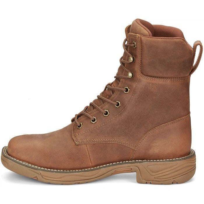 Justin Men's Rush 8" WP Lace Up Western Work Boot -Brown- SE467  - Overlook Boots