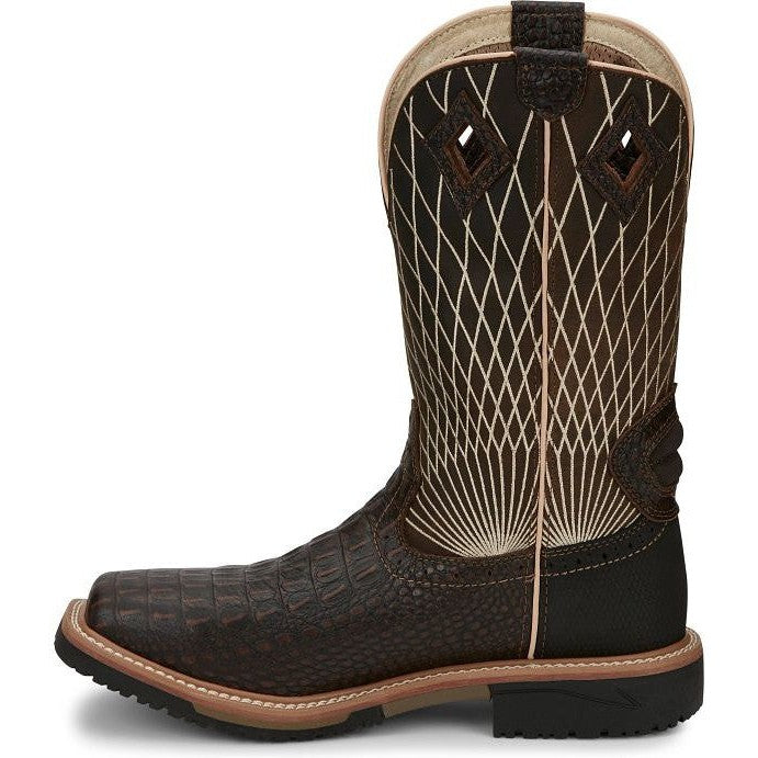 Justin Men's Derrickman 12" CT Western Work Boot -Brown- SE4833  - Overlook Boots