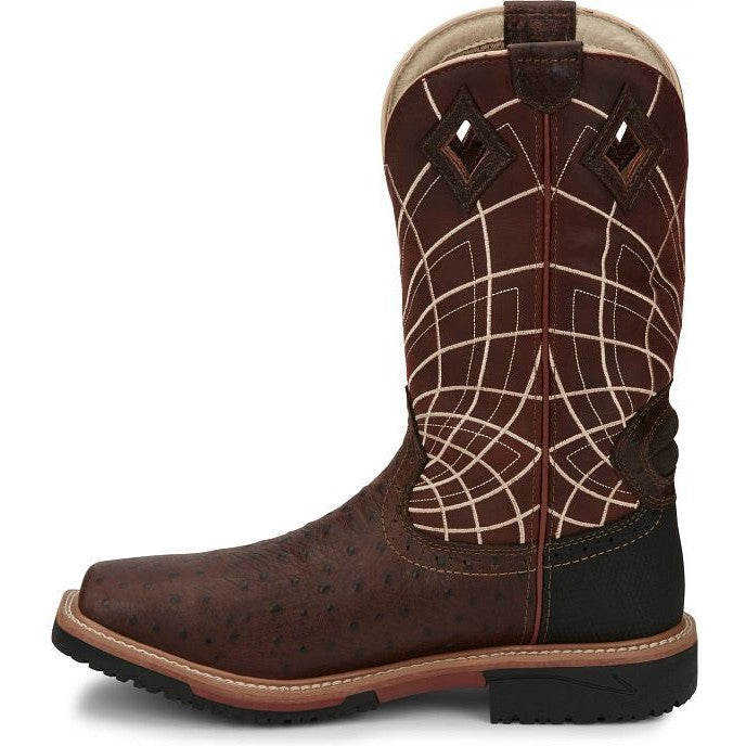 Justin Men's Derrickman 12" Comp Toe Western Work Boot -Brown- SE4835  - Overlook Boots
