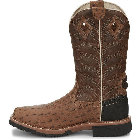 Justin Men's Derrickman 12" Composite Toe Waterproof Western Work Boot -Tan- SE4839 - Overlook Boots