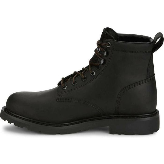 Justin Men's Dayworker 6" Steel Toe Waterproof Lace Up Work Boot- Black- SE635 - Overlook Boots