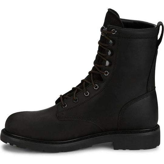 Justin Men's Truckton 8" Steel Toe Waterproof Lace Up Work Boot- Black- SE636 - Overlook Boots