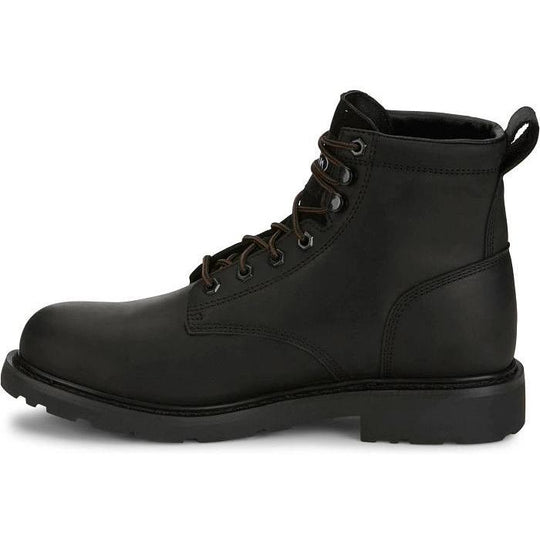 Justin Men's Dayworker 6" Waterproof Slip Resist Lace Up Work Shoe- Black- SE637 - Overlook Boots