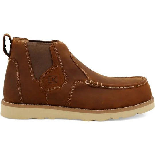Twisted X Men's 4" Comp Toe Chelsea Wedge Sole Work Boot - Brown - MCAN001 7 / Medium / Brown - Overlook Boots