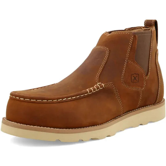 Twisted X Men's 4" Comp Toe Chelsea Wedge Sole Work Boot - Brown - MCAN001 - Overlook Boots
