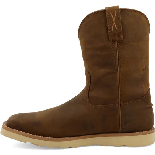 Twisted X Men's Iconic 10" Square Toe Waterproof Wedge Sole Wellington Work Boot - Brown - MCBW001 - Overlook Boots
