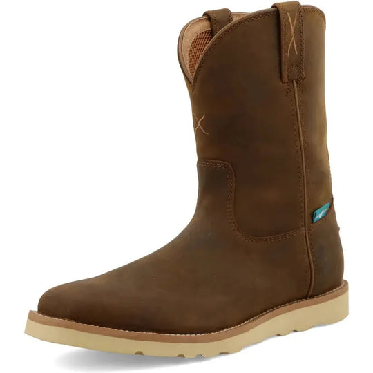 Twisted X Men's Iconic 10" Square Toe Waterproof Wedge Sole Wellington Work Boot - Brown - MCBW001 - Overlook Boots