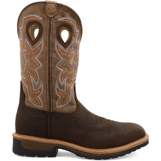 Twisted X Men's 12" Alloy Toe Slip Resist Western Work Boot - Taupe - MLCA001 7 / Medium / Brown - Overlook Boots