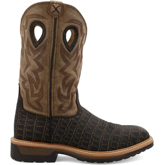 Twisted X Men's 12" Alloy Toe Western Work Boot - Bomber - MLCA003 7 / Medium / Brown - Overlook Boots