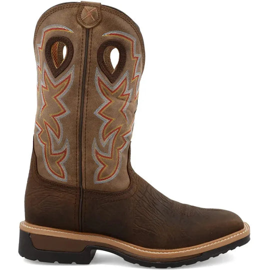 Twisted X Men's Lite 12" Steel Toe Western Work Boot - Taupe - MLCW022 7 / Medium / Brown - Overlook Boots