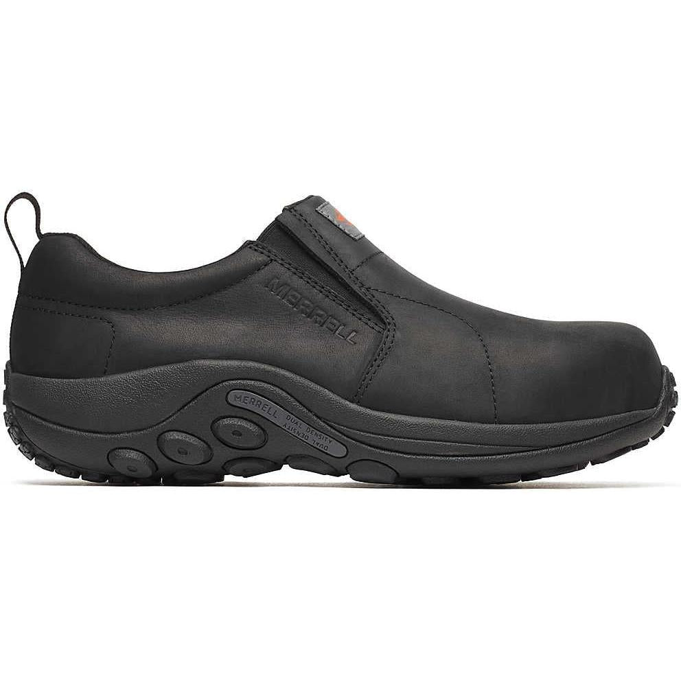 Merrell Work Men's Jungle Moc Waterproof Leather Hi-Vis Carbon Work Shoe J008005 7 / Medium / Black - Overlook Boots
