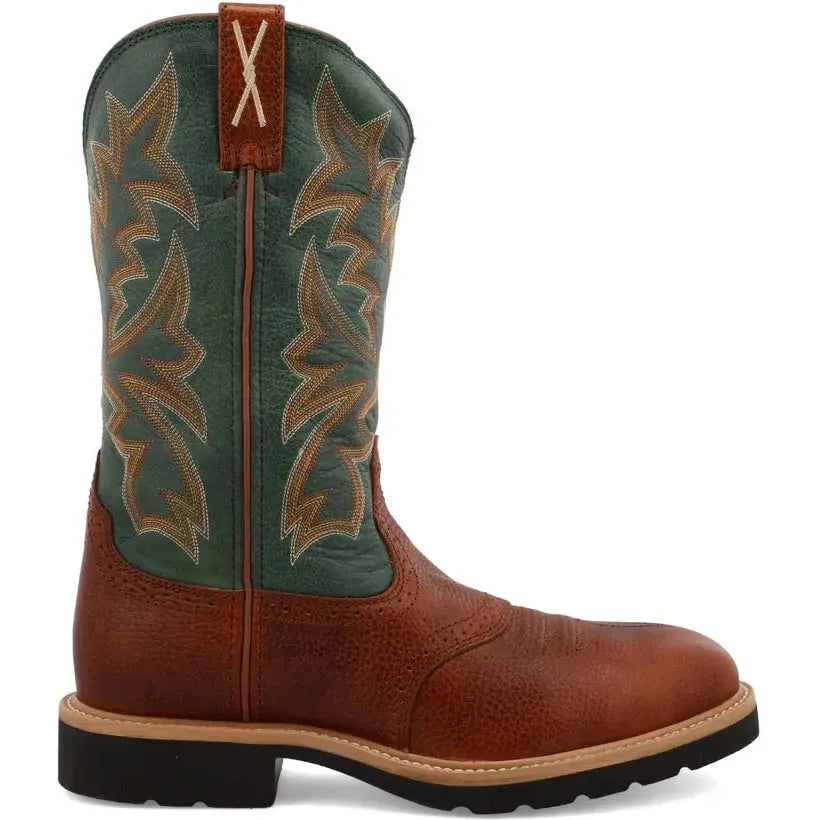 Twisted X Men's 12" Steel Toe Western Work Boot - Green - MSC0005