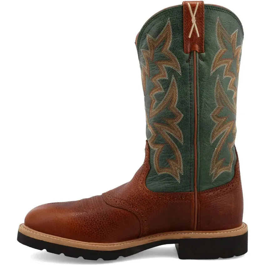 Twisted X Men's 12" Steel Toe Western Work Boot - Green - MSC0005