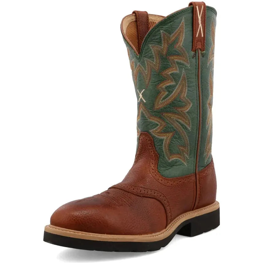 Twisted X Men's 12" Steel Toe Western Work Boot - Green - MSC0005