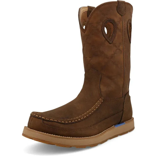 Twisted X Men's Iconic 11" Pull On Wedge Sole Wellington Western Work Boot - Brown - MCBX001 - Overlook Boots