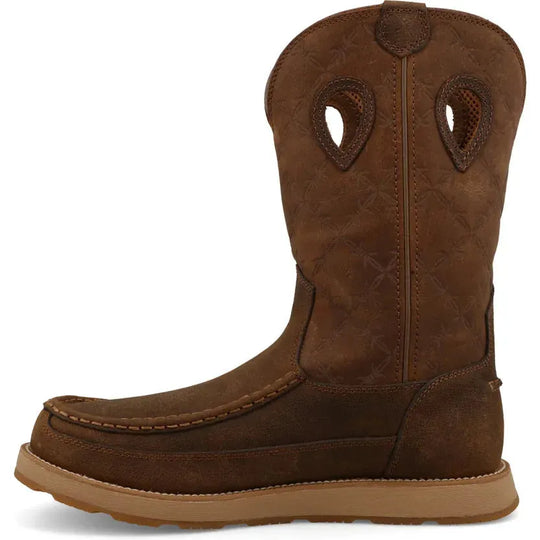 Twisted X Men's Iconic 11" Pull On Wedge Sole Wellington Western Work Boot - Brown - MCBX001 - Overlook Boots