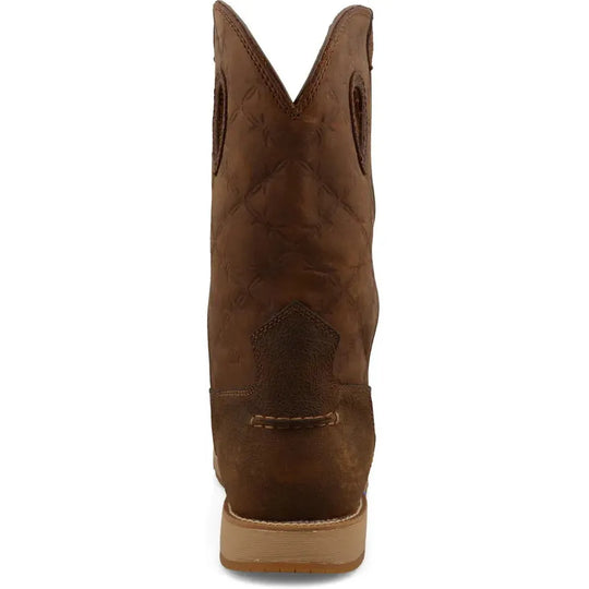 Twisted X Men's Iconic 11" Pull On Wedge Sole Wellington Western Work Boot - Brown - MCBX001 - Overlook Boots