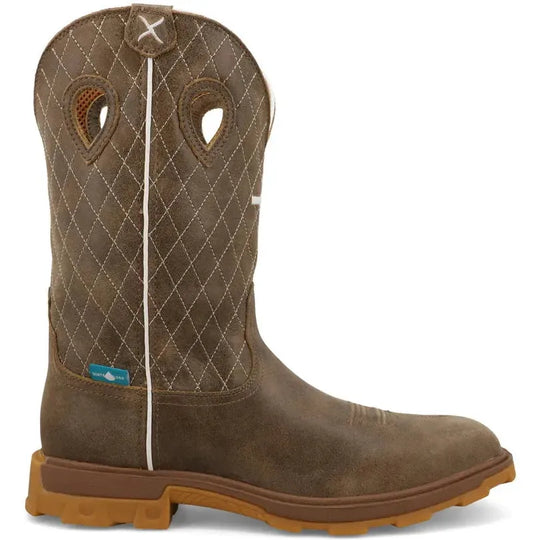 Twisted X Men's UltraLite X™ 12" Comp Toe Waterproof Western Work Boot - Bomber - MULNW03 7 / Medium / Brown - Overlook Boots