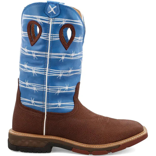Twisted X Men's CellStretch 12" Square Toe Western Work Boot - Blue - MXB0001 7 / Medium / Brown - Overlook Boots