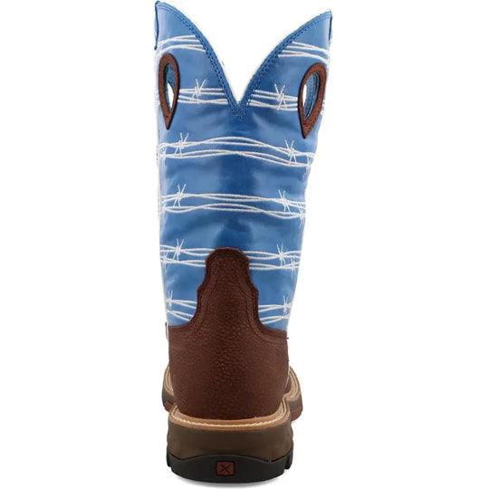 Twisted X Men's CellStretch 12" Square Toe Western Work Boot - Blue - MXB0001 - Overlook Boots