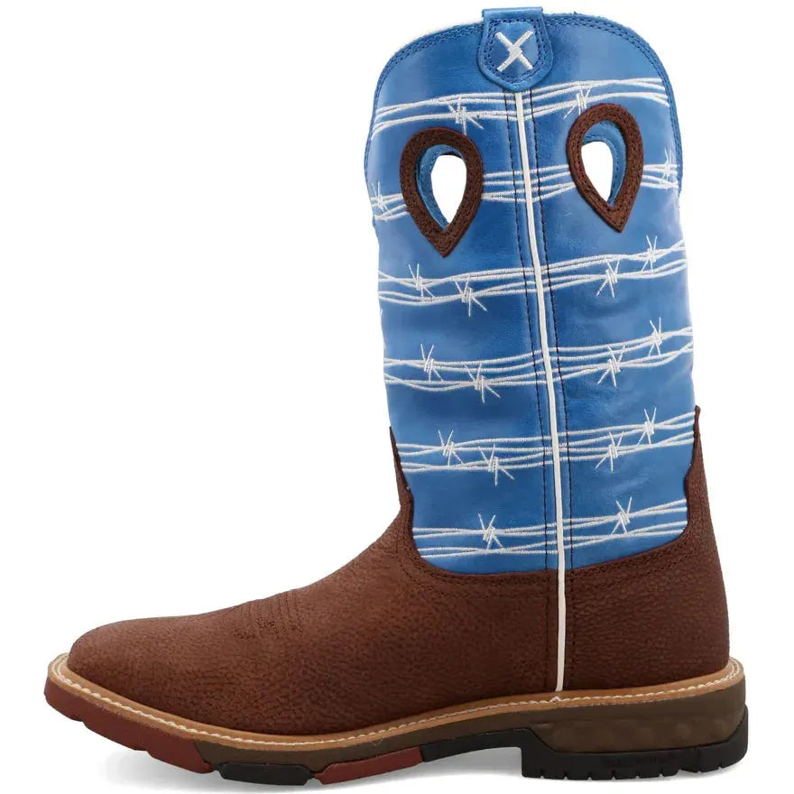 Twisted X Men's CellStretch 12" Square Toe Western Work Boot  - Blue  - MXB0001