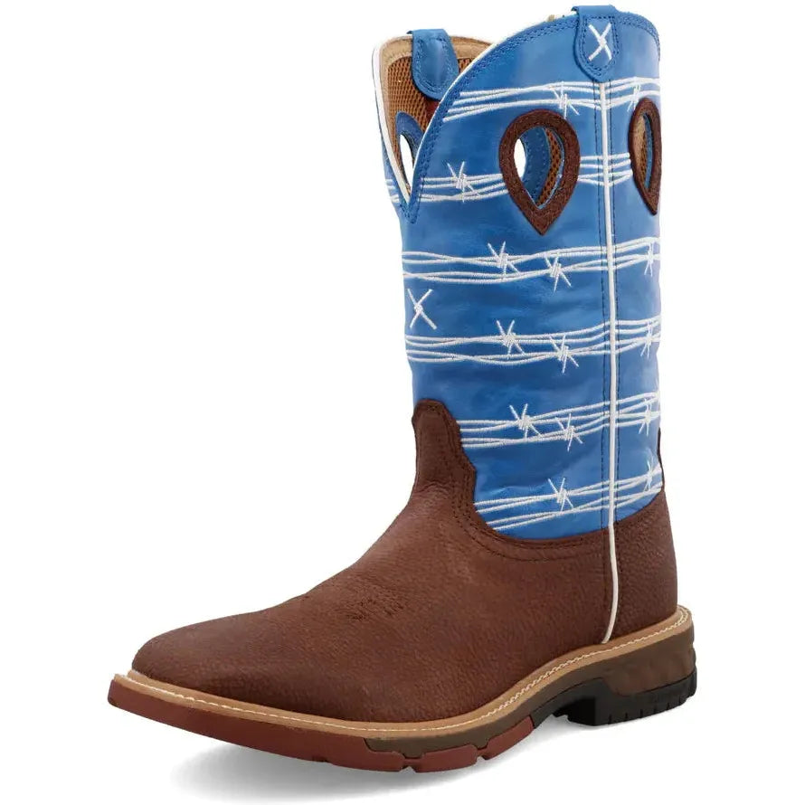 Twisted X Men's CellStretch 12" Square Toe Western Work Boot  - Blue  - MXB0001
