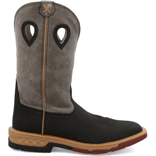 Twisted X Men's CellStretch 12" Square Toe Western Work Boot - Grey - MXB0002 7 / Medium / Black - Overlook Boots