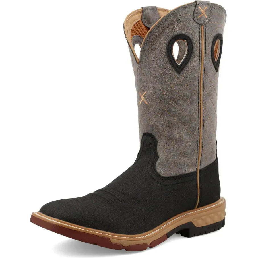 Twisted X Men's CellStretch 12" Square Toe Western Work Boot  - Grey  - MXB0002