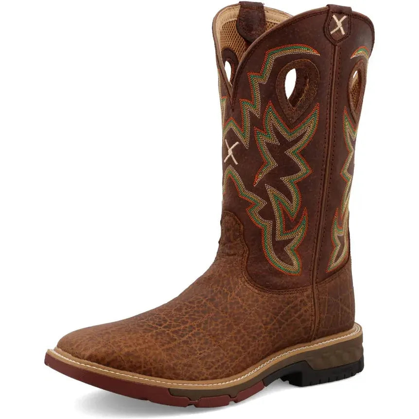 Twisted X Men's CellStretch 12" Square Toe Western Work Boot  - Tan  - MXB0004