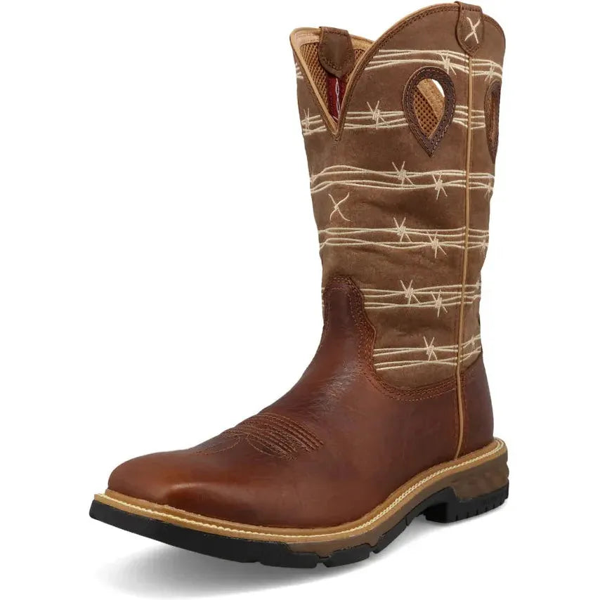 Twisted X Men's CellStretch 12" Square Toe Western Work Boot  - Tan  - MXB0010